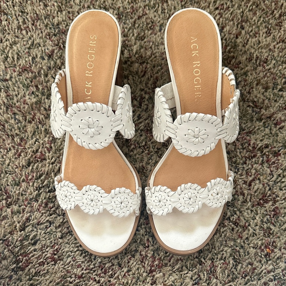 Jack Rogers White Leather Sandals